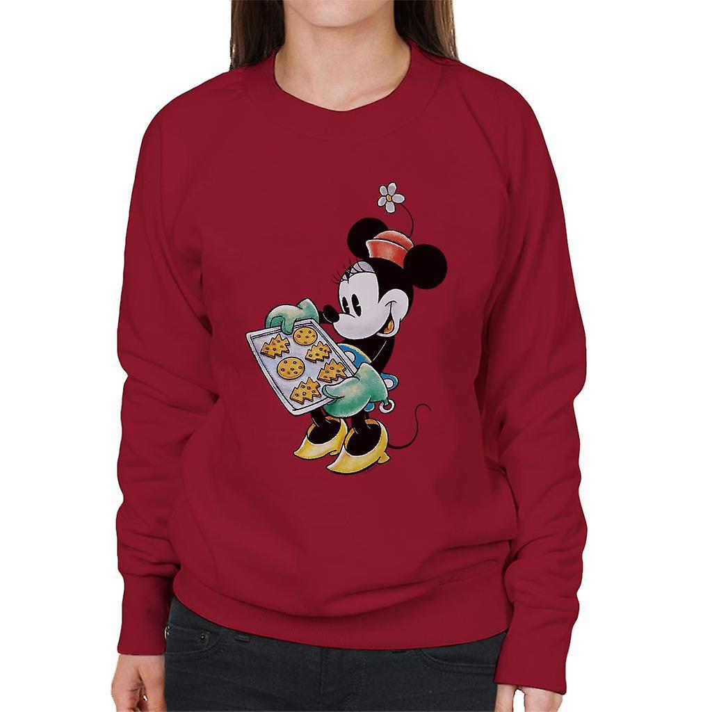 Disney Christmas Minnie Mouse Festive Baking Women's Sweatshirt Cherry Red Medium