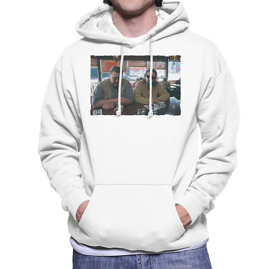 The Big Lebowski The Dude And Walter Coffee Shop Scene Men's Hooded Sweatshirt White Small