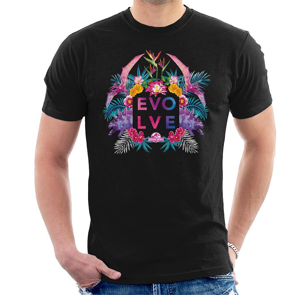 Jurassic Park Evolve Floral Aesthetic Men's T-Shirt Black Large