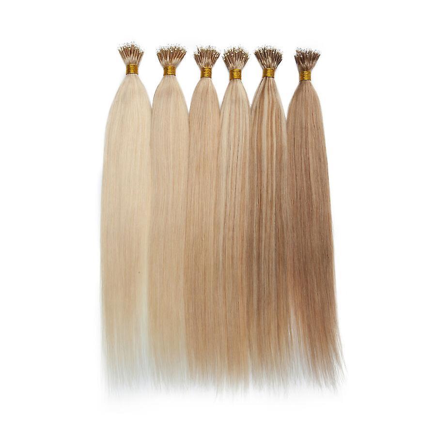 Sego 50strands Nano Tip Human Hair Extensions Invisible brown & bleach blonde 20inch