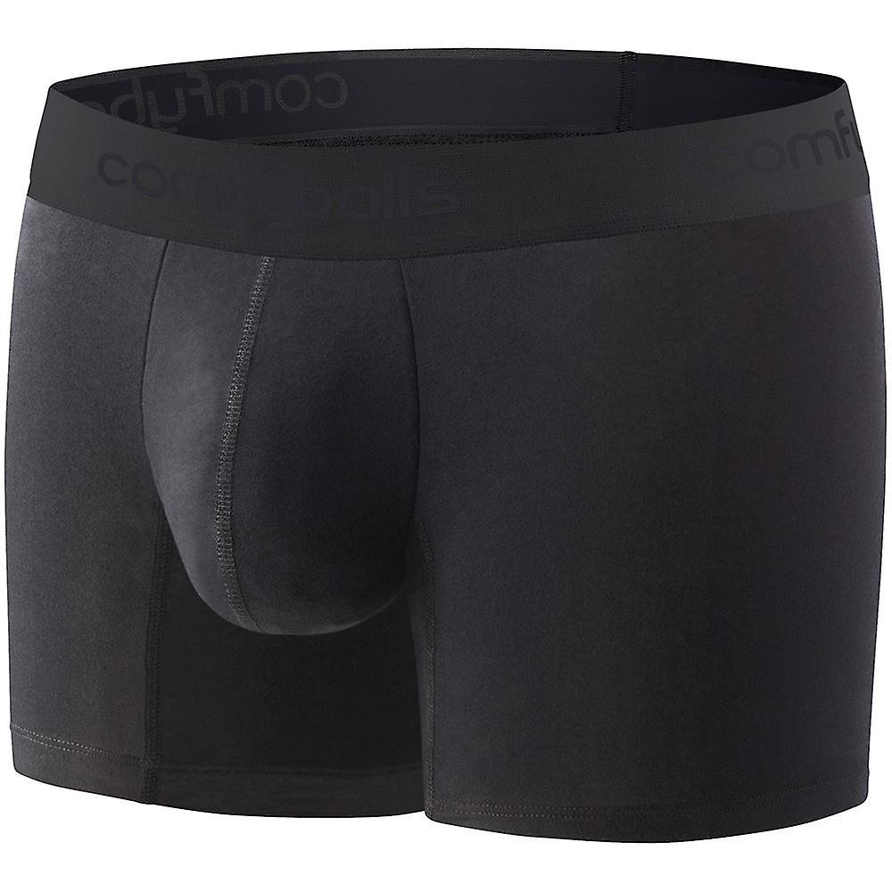 Comfyballs Men's Long Cotton Boxer Shorts Fitness Athletic Underwear Ghost Black XL