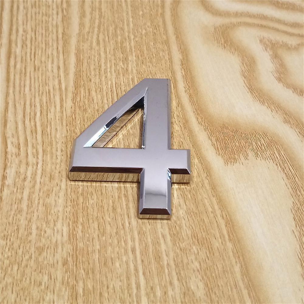 Slowmoose Modern Silver Plaque Number For House/hotel Address 5cm / Number 4