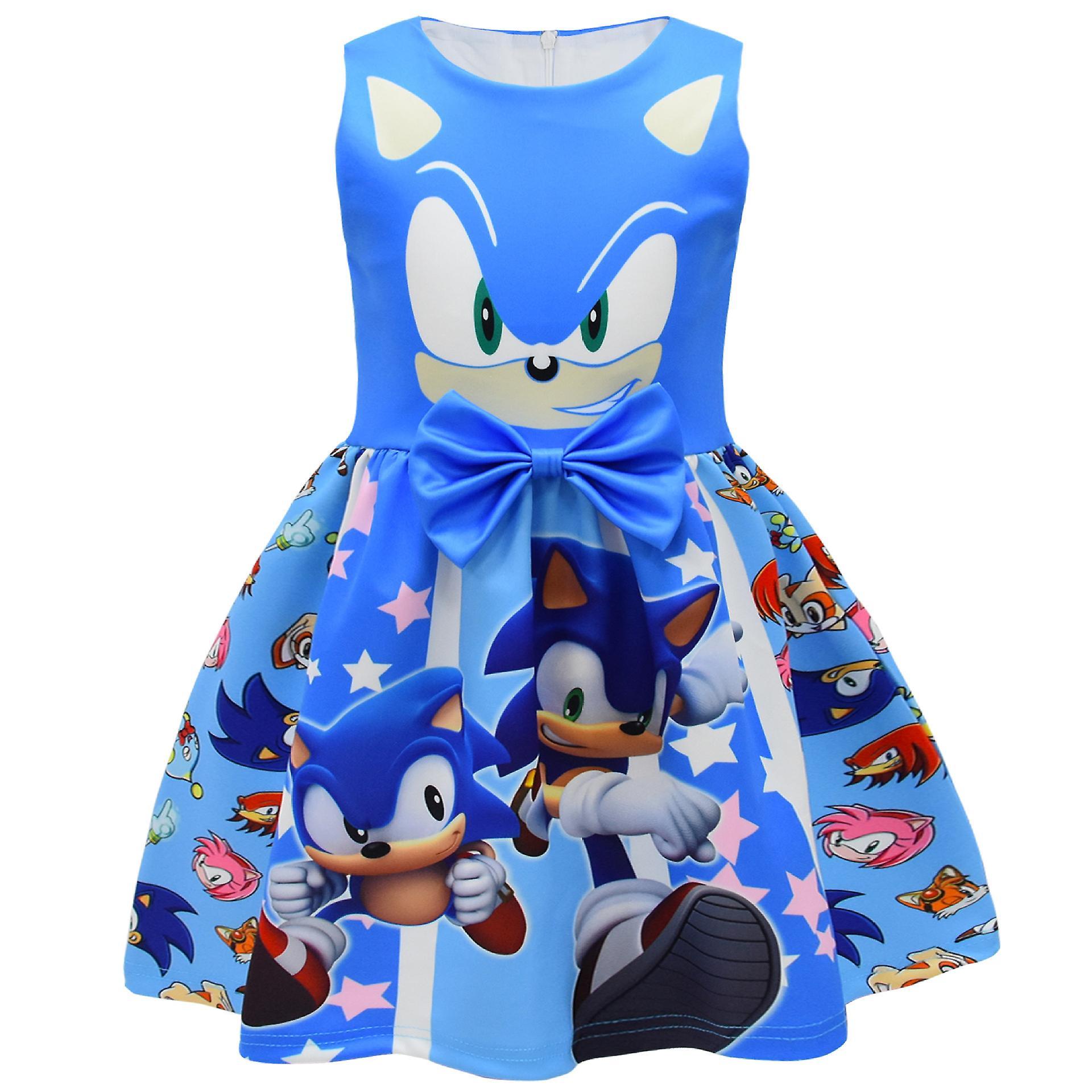 Shznv 2023 Halloween Costumes Cm Print Sonic Girls Dress Girls Bow Dress Skirt 120cm