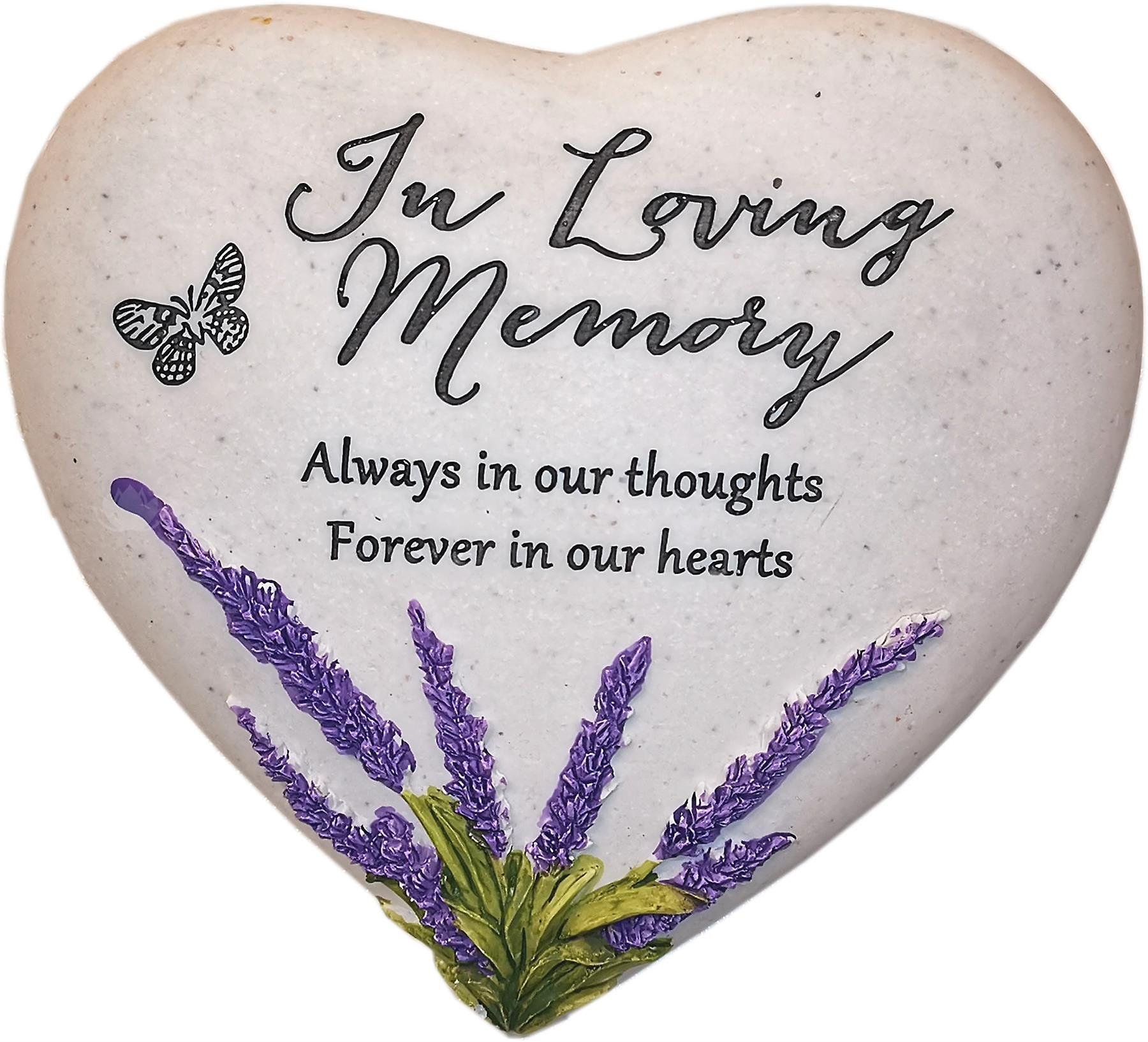 Sparks Giftware Memorial Heart Stone With Floral Design Grey / Purple