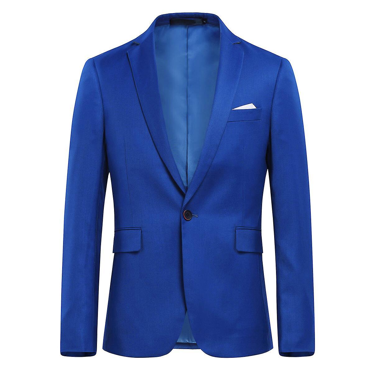 Allthemen Men's Blazer, Formal Button Business Wedding Suit Jacket Royal Blue L