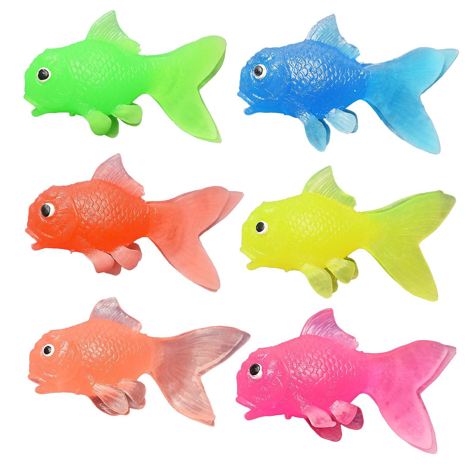 Yamaler Goldfish Model Colorful Cartoon Fish Series Miniature Figurine Ornament Soft TPR Sea Animal Fish Figurine Kid Fishing Toy Fish Tank Decorat...