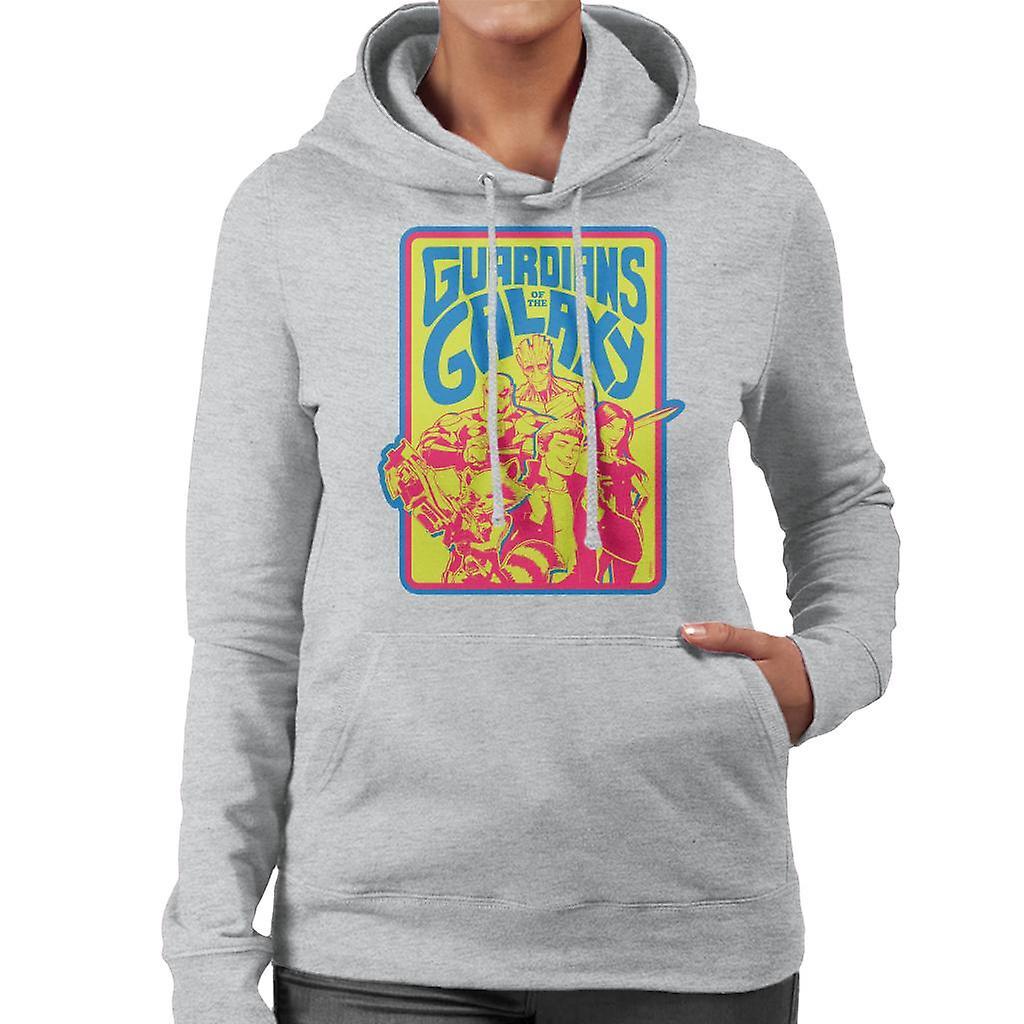 Marvel Guardians Of The Galaxy Retro 70s Women's Hooded Sweatshirt Heather Grey X-Large