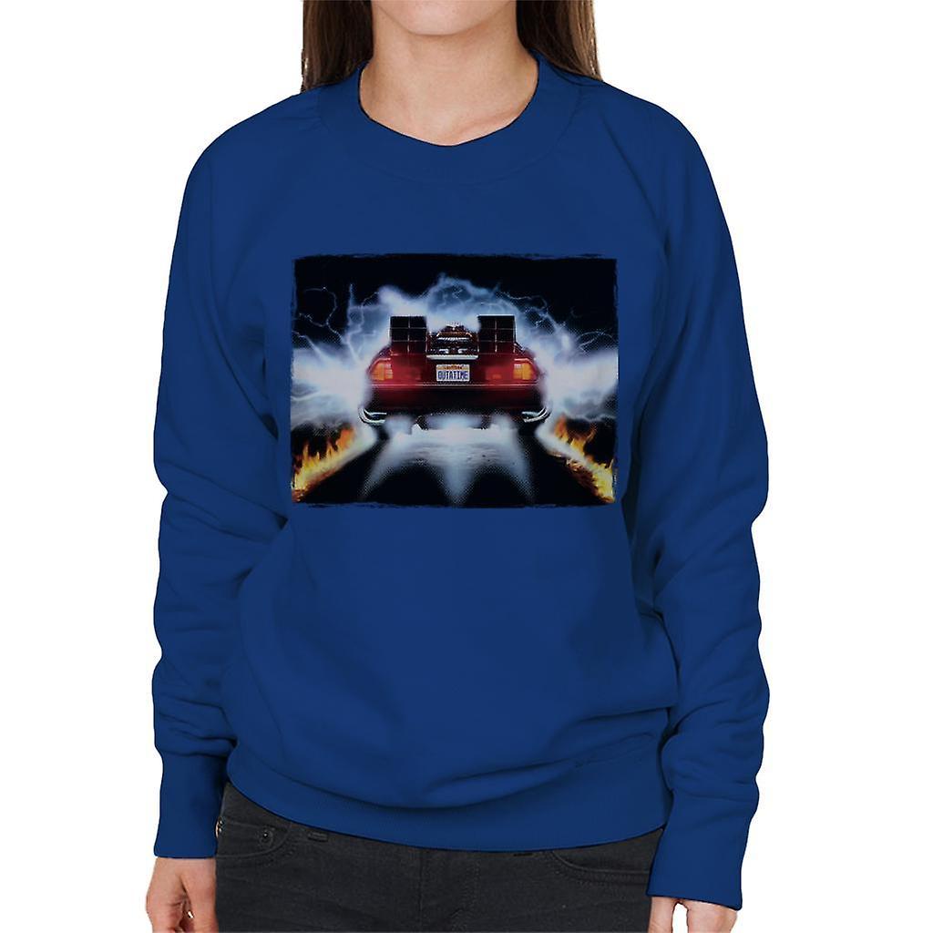 Back to the Future Delorean Taking Off For Time Travel Women's Sweatshirt Royal Blue XX-Large