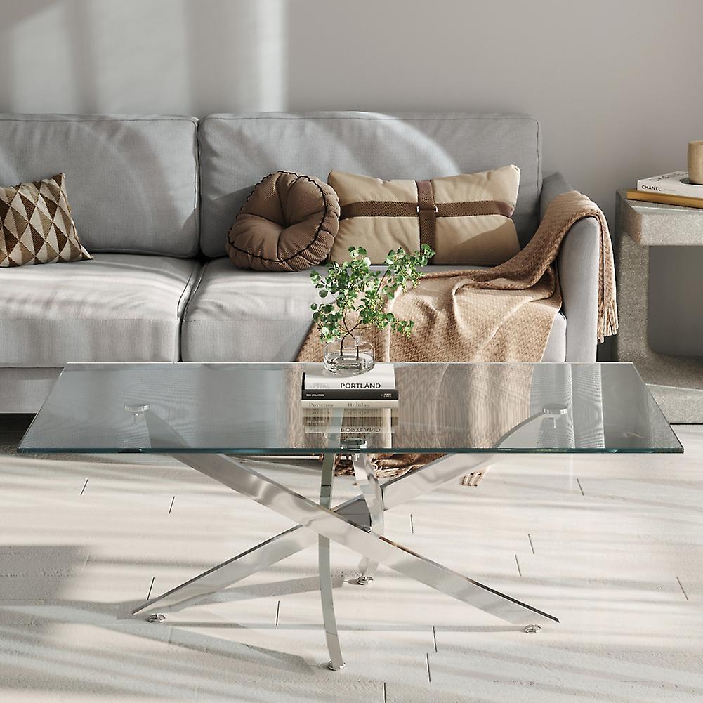 Living And Home 120Cm Rectangular Clear Glass Coffee Table