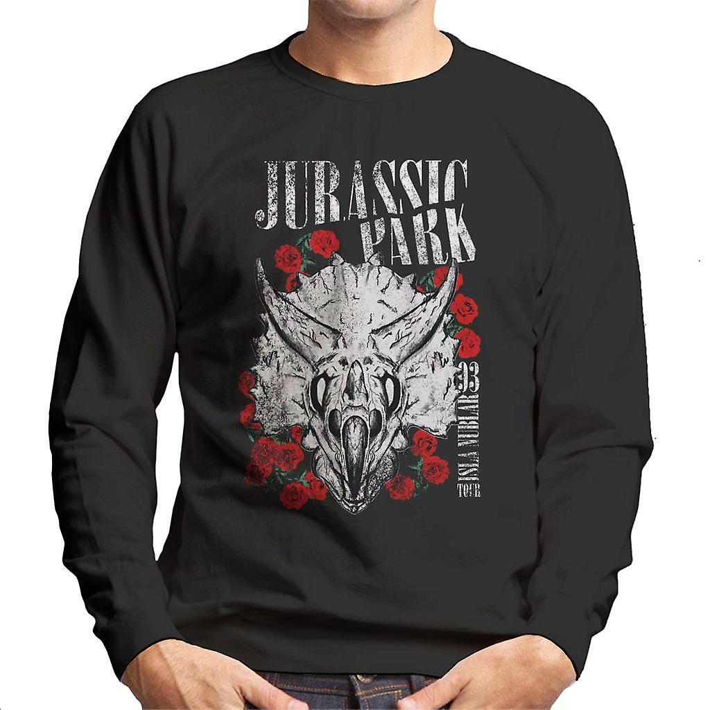 Jurassic Park Triceratops Roses Men's Sweatshirt Black XX-Large