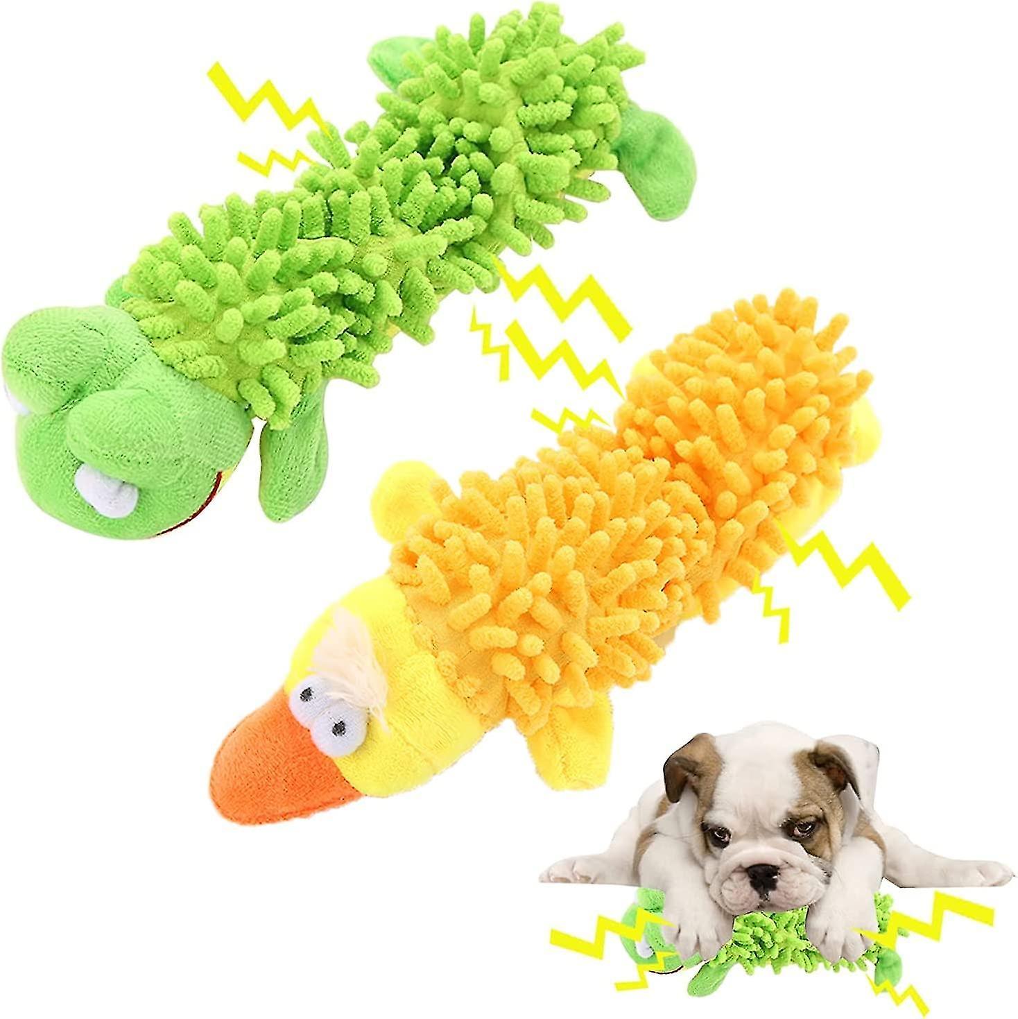 Tianzun 2pcs Dog Toys, Dog Chew Toys For Aggressive Chewers, Dog Squeaky Toys Plush Toy For Dogs, Interactive Dog Chew Toys Yellow green