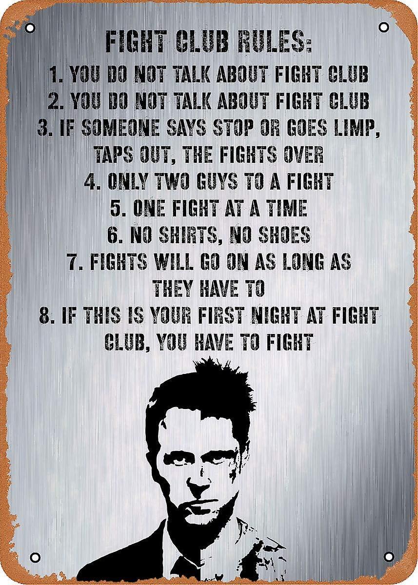 LINCMAN Unidwod Fight Club Rules Quotes On Metal 8 X 12 Inches - Vintage Metal Tin Sign For Home Bar Pub Garage Decor Gifts