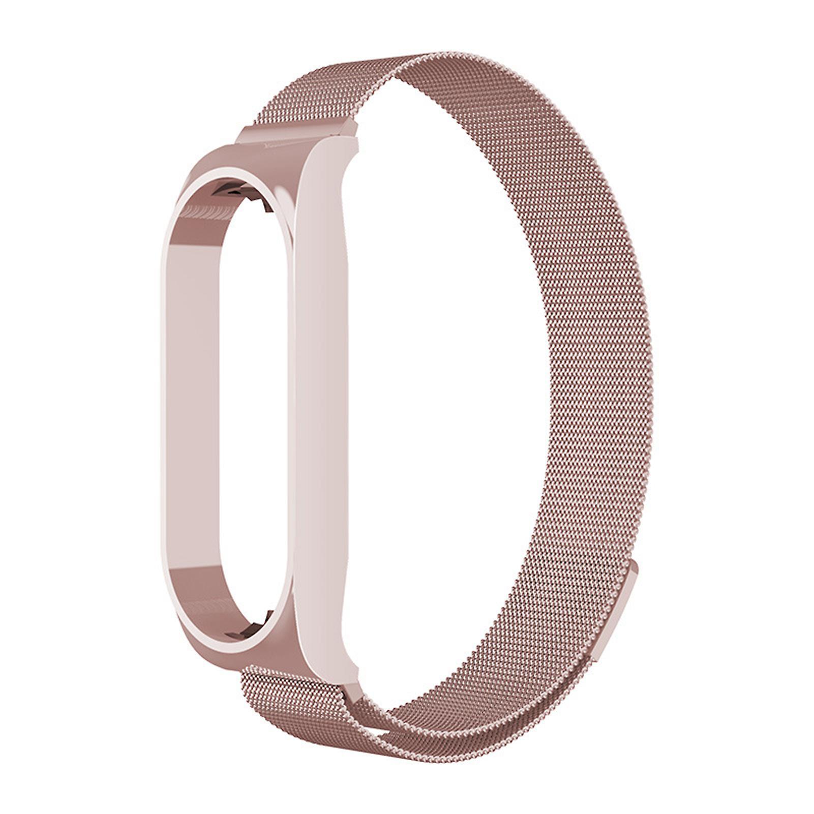 Fiauli Watch Band Sweat-proof Waterproof Replaceable Integrated One-piece Smart Wristwatch Strap for Xiaomi Mi Band 5 6 7 Rose Gold