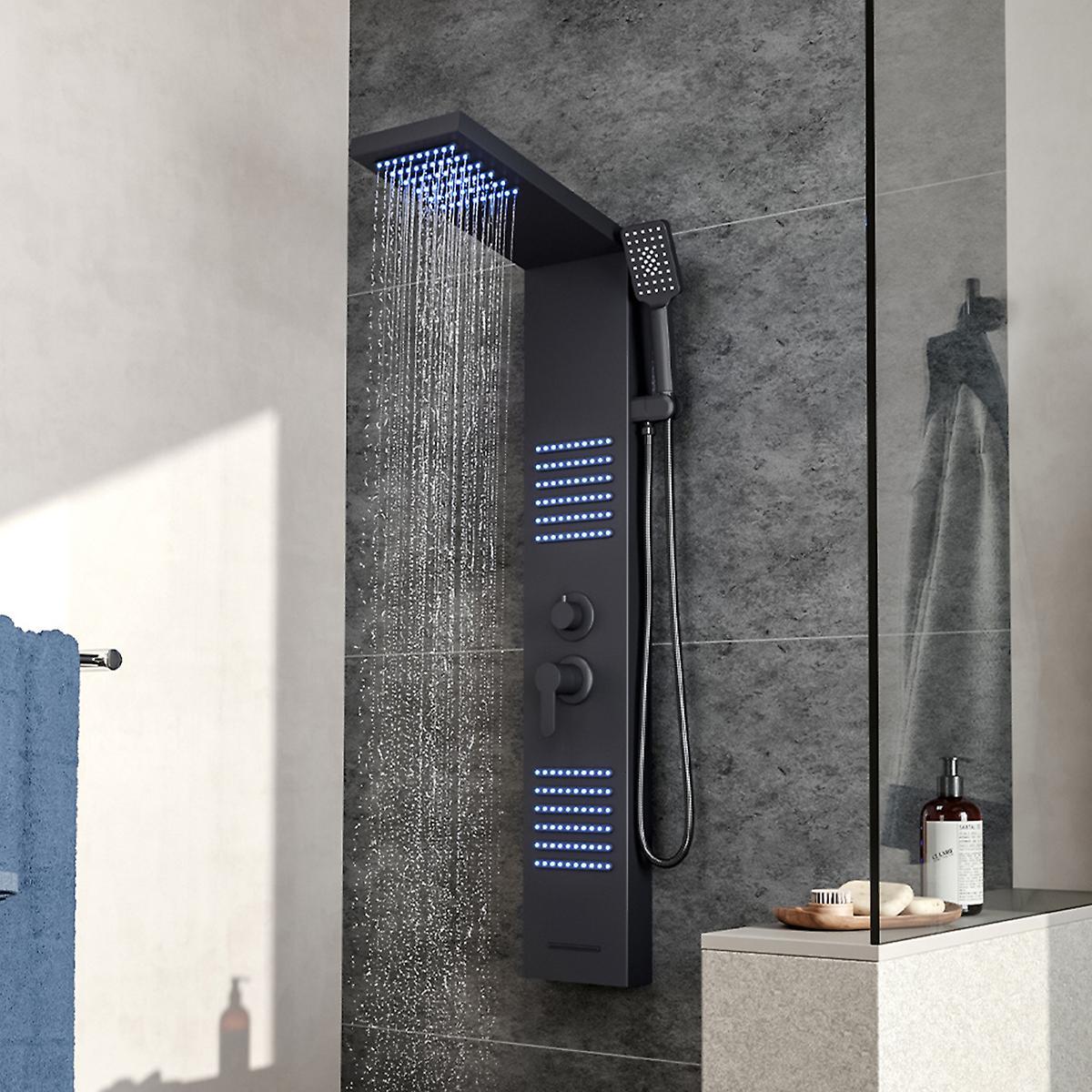 Living And Home Modern Wall Mount Shower Panel Tower System with LED Lights