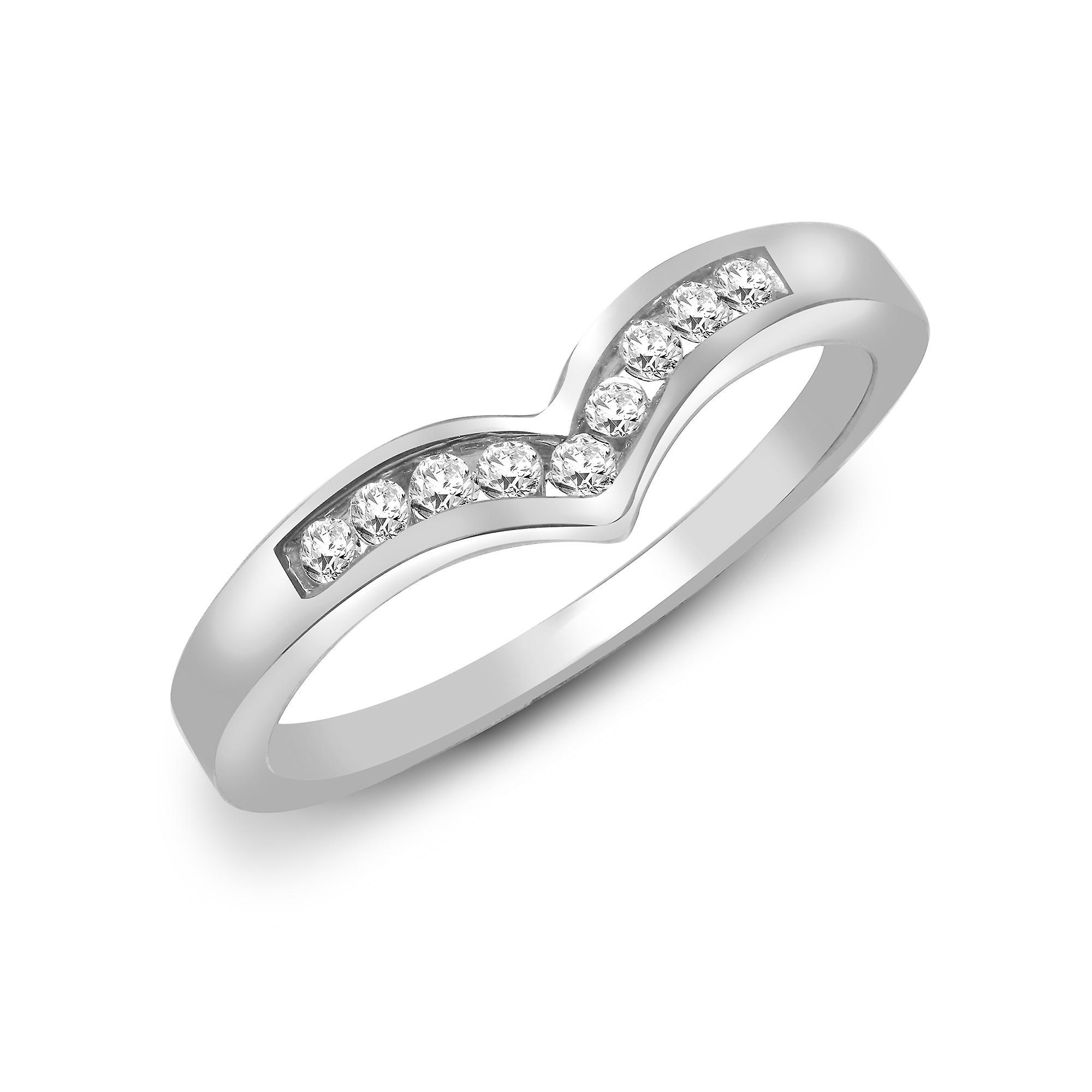 9ct White Gold  0.15ct Diamond Wishbone Eternity Ring 4.5mm - 9R044