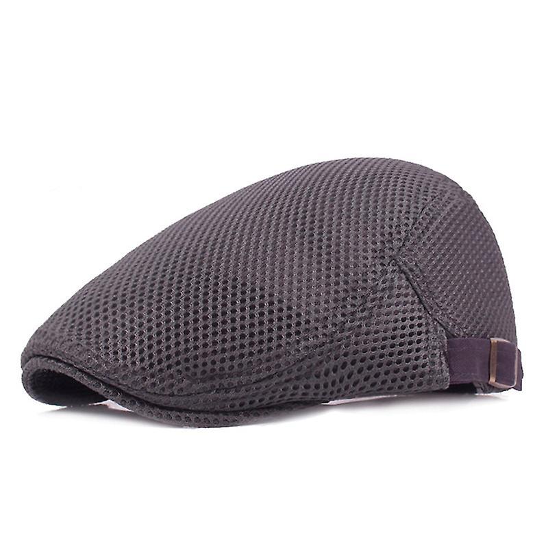 Mimigo Men's Mesh Flat Cap Breathable Summer Newsboy Hat Beret Cabbie Ivy Hat Gatsby Newsboy Hat For Driving Hunting Gray