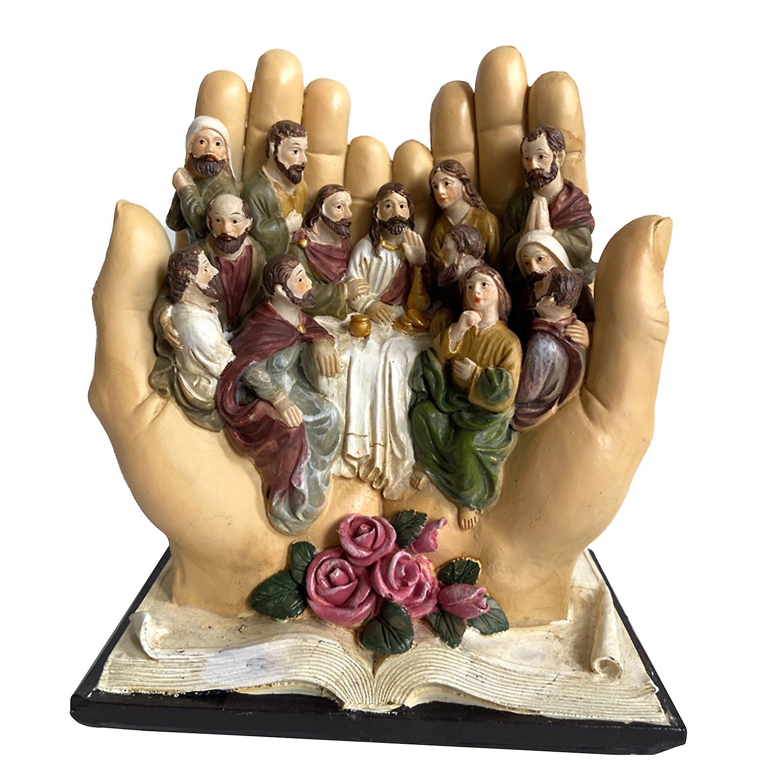 Wharick Artistic Jesus Statue Precisely Detail Resin The Last Supper Sculpture for Home Multicolor