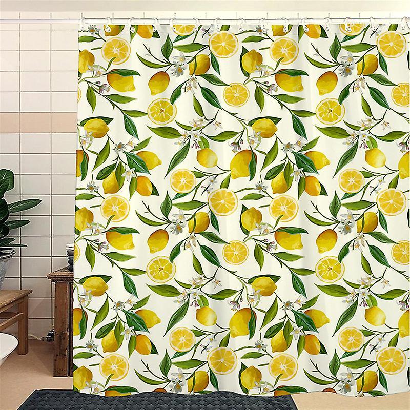 Szczw 180 * 120 (Lemon)Shower Curtain Waterproof Polyester Mildew Resistant Thick Polyester Shower Curtain 3D Digital Printed Large Version Size