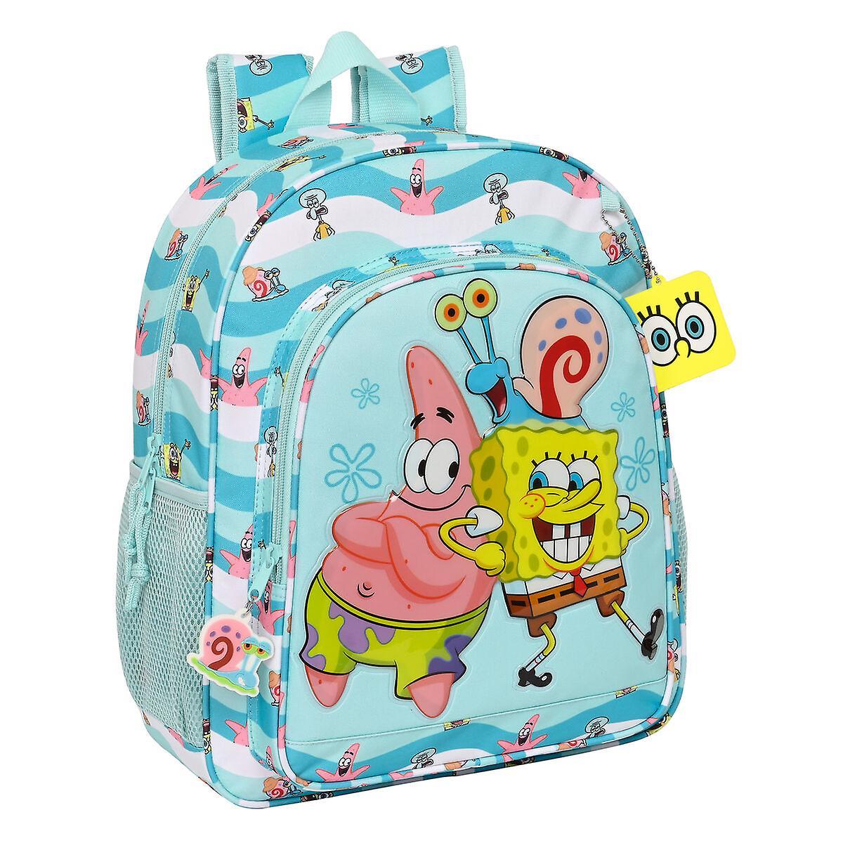 School Bag Spongebob Stay positive Blue White 32 x 38 x 12 cm