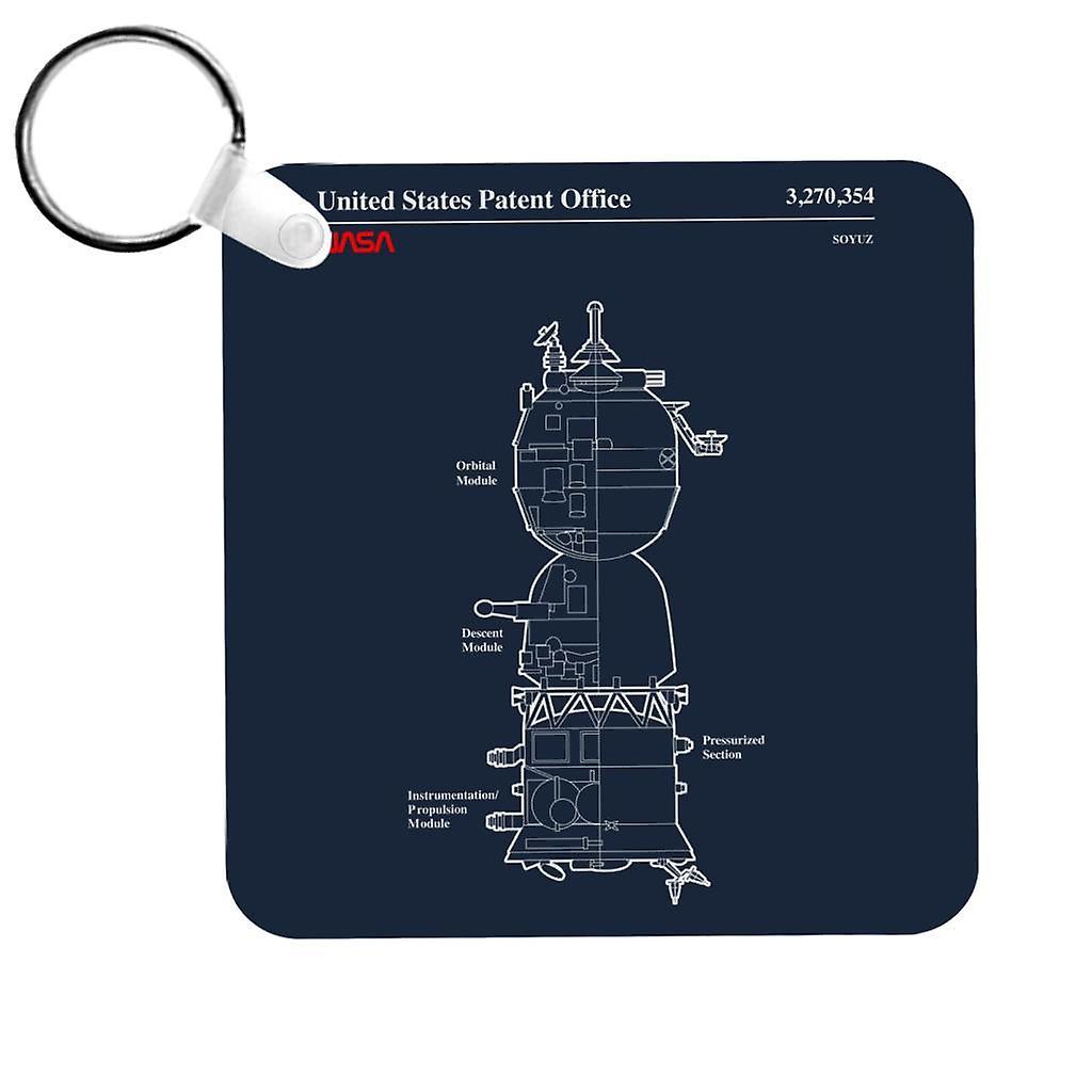 NASA Soyuz Spacecraft Blueprint Keyring Navy Blue 5cm x 5cm