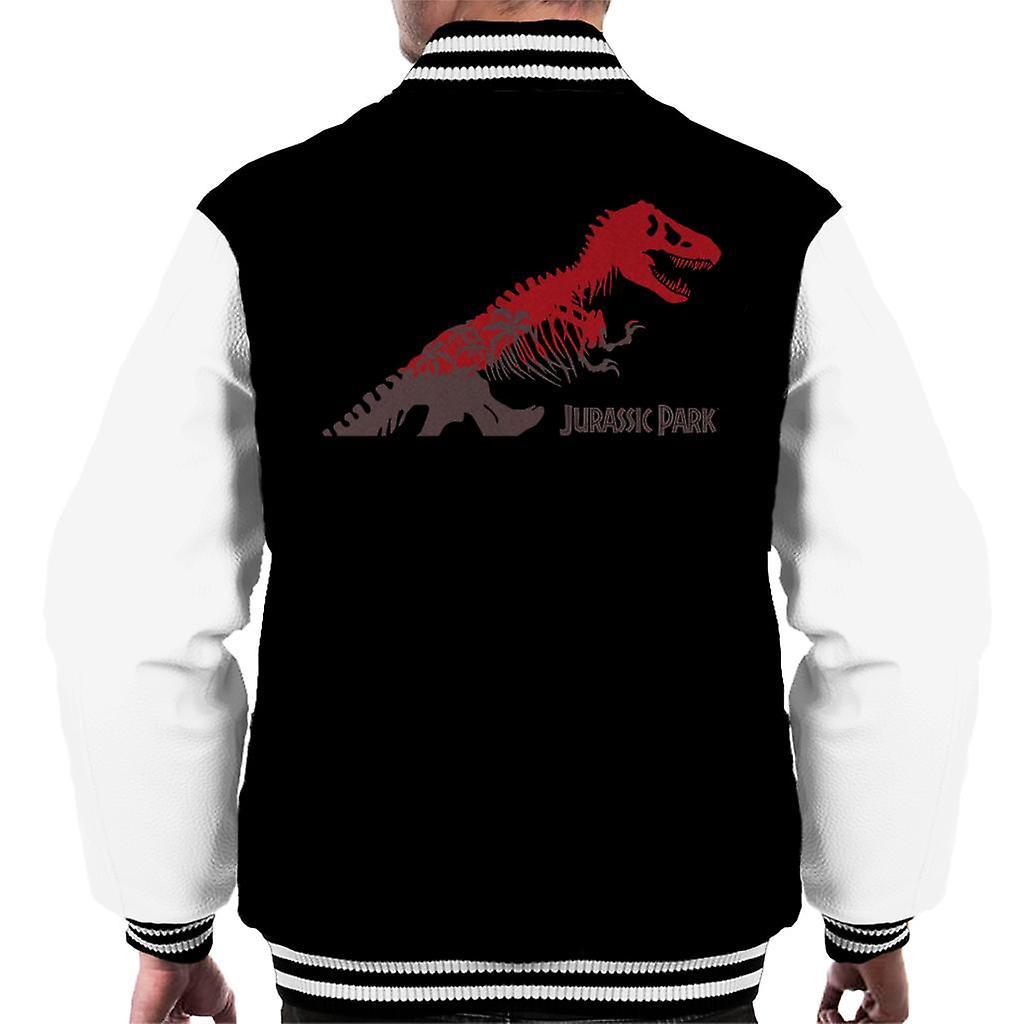 Jurassic Park T Rex Red Skeleton Silhouette Men's Varsity Jacket Black/White Medium