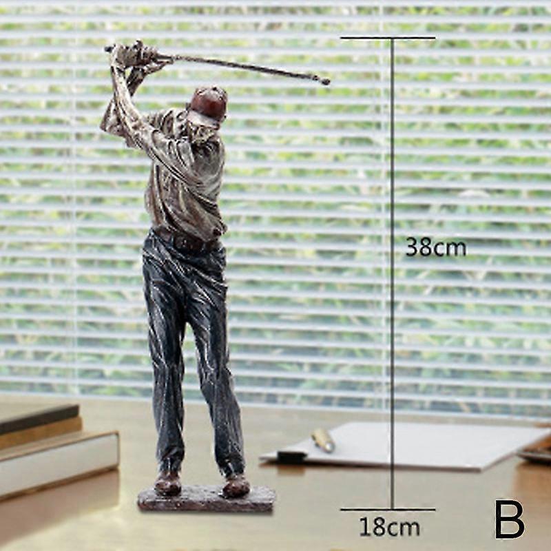 unbrand Golfer Figurine Statue Decor Vintage Decorative Resin Ornament for Home Shelf Office Swinging A Golf Club New 26598-B