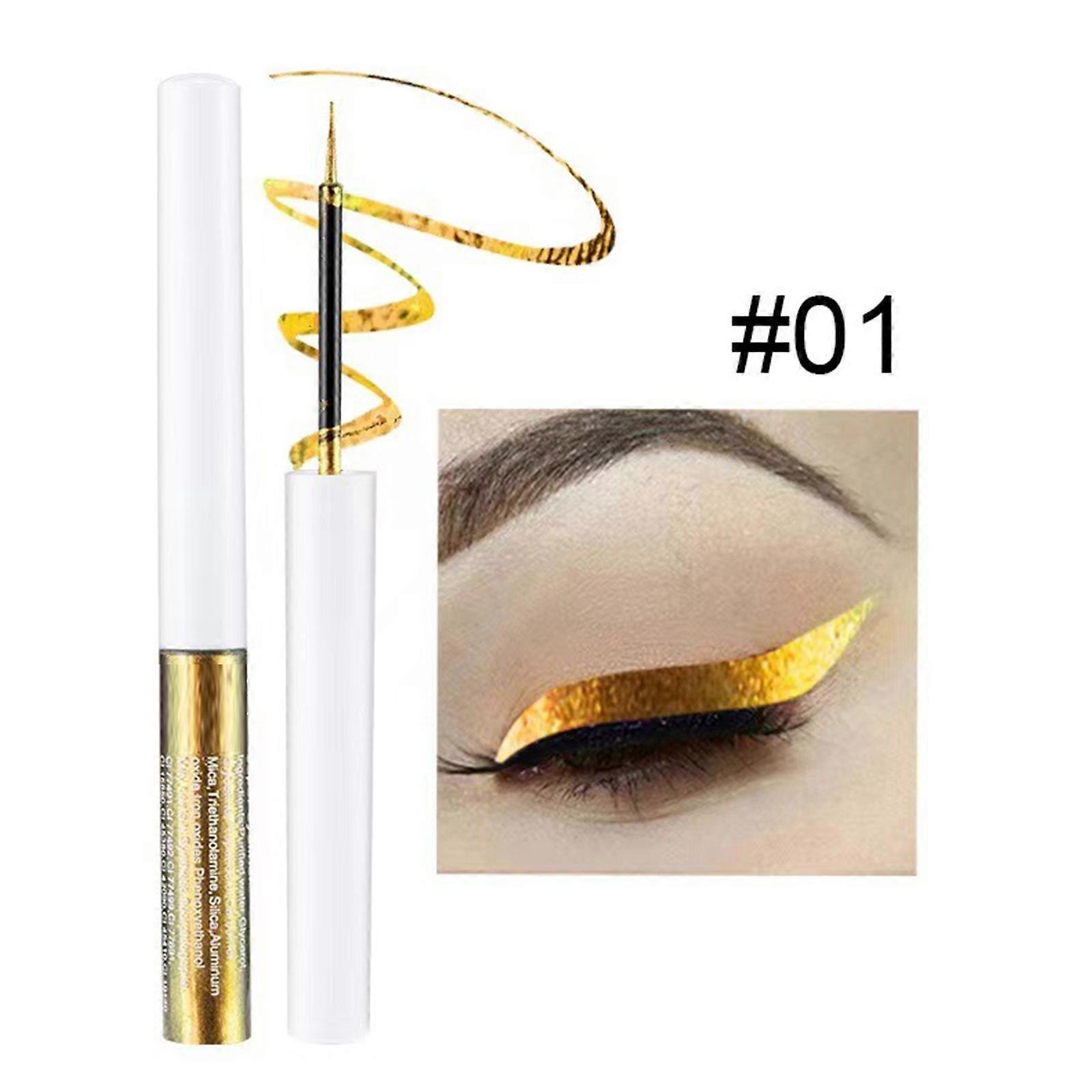 Unbrand Chameleon Liquid Eyeliner, Gold Metallic Satin High-Pigmented Colored Multi-Reflective Finish Glitter Eye Liner Eye Shadow Pen 1