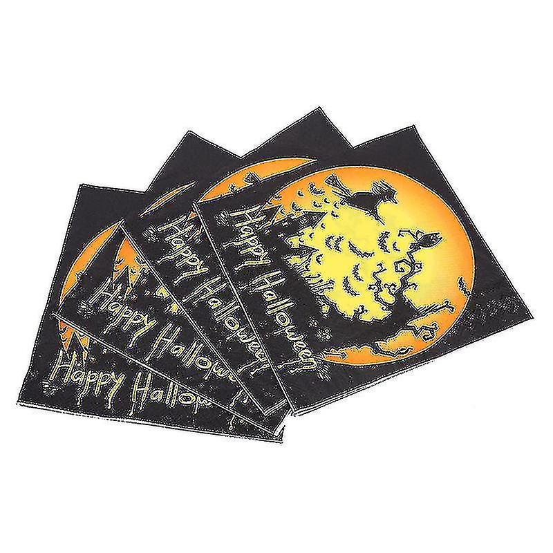 Tianzun New Halloween Themed Party Tableware Set Tablecloth Paper Plate Banner Paper Towel Decoration Set Party Supplies Decoration 20pcs paper towel