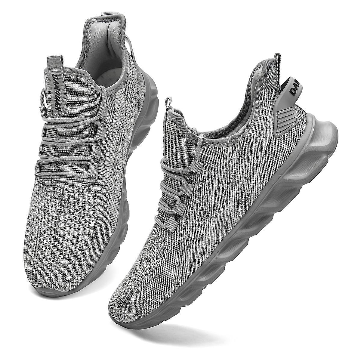 Damyuan Sneakers For Men Breathable Mesh Athletic Running Sports Shoes Casual Walking Shoes Comfortable Grey US9