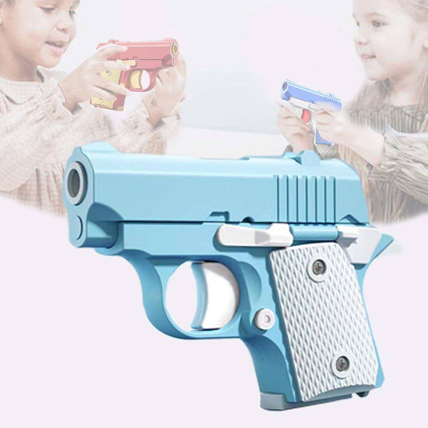 Frusde 3d Printed Small Pistol Toys, Stress Relief Pistol Toys For Adults, Fidget Toys Suitable For Relieving Adhd Anxiety Gifts Blue