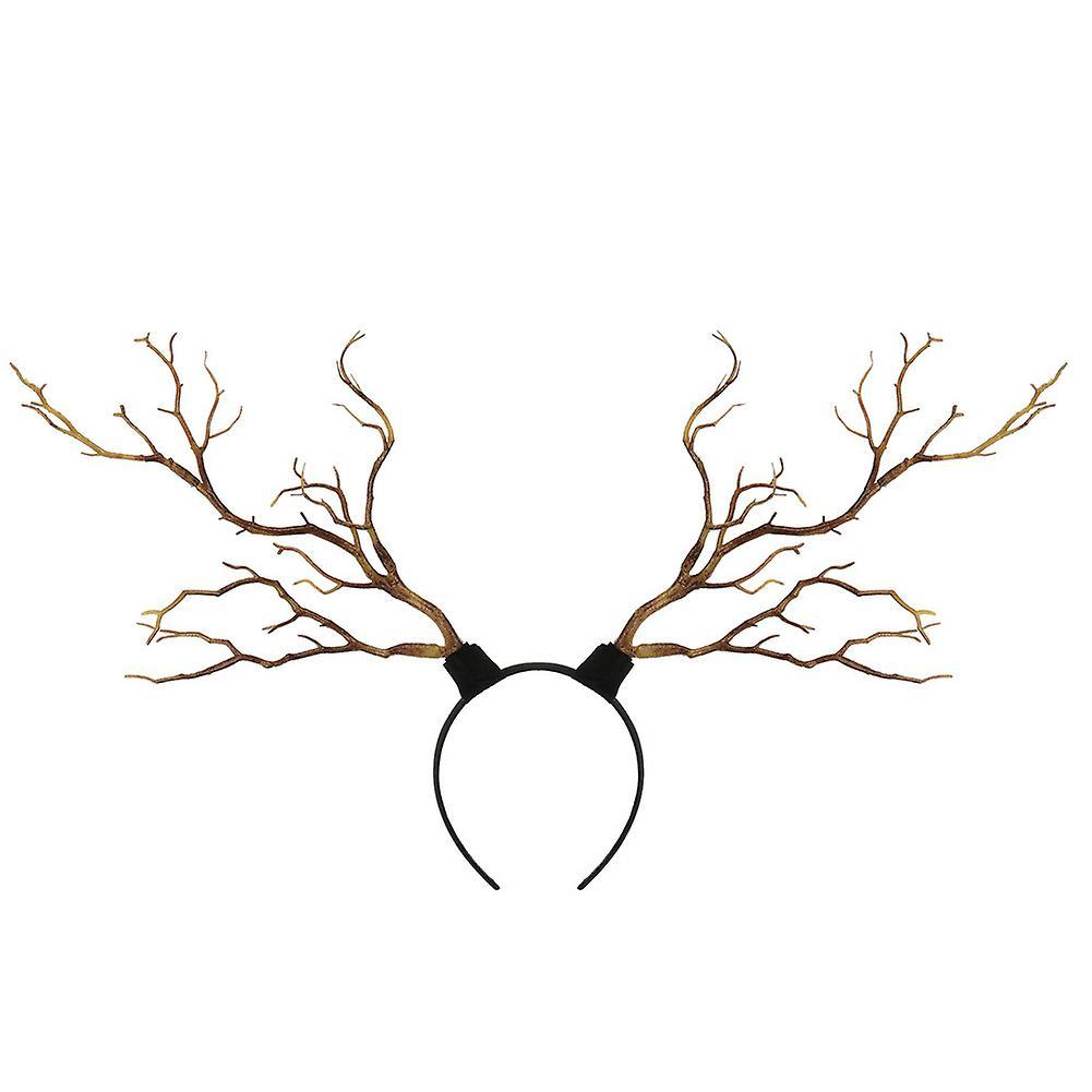 Tuelaly Christmas Antler Headband Hair Hoop Women Cosplay Party Statement Accessory Coffee