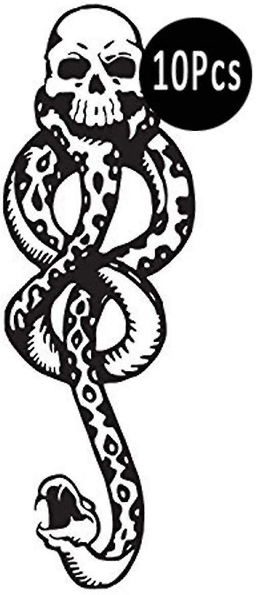 Pack Of 10 Magical Cursed Snake Skull Black Label Death Eater Temporary Tattoos N WHbyv