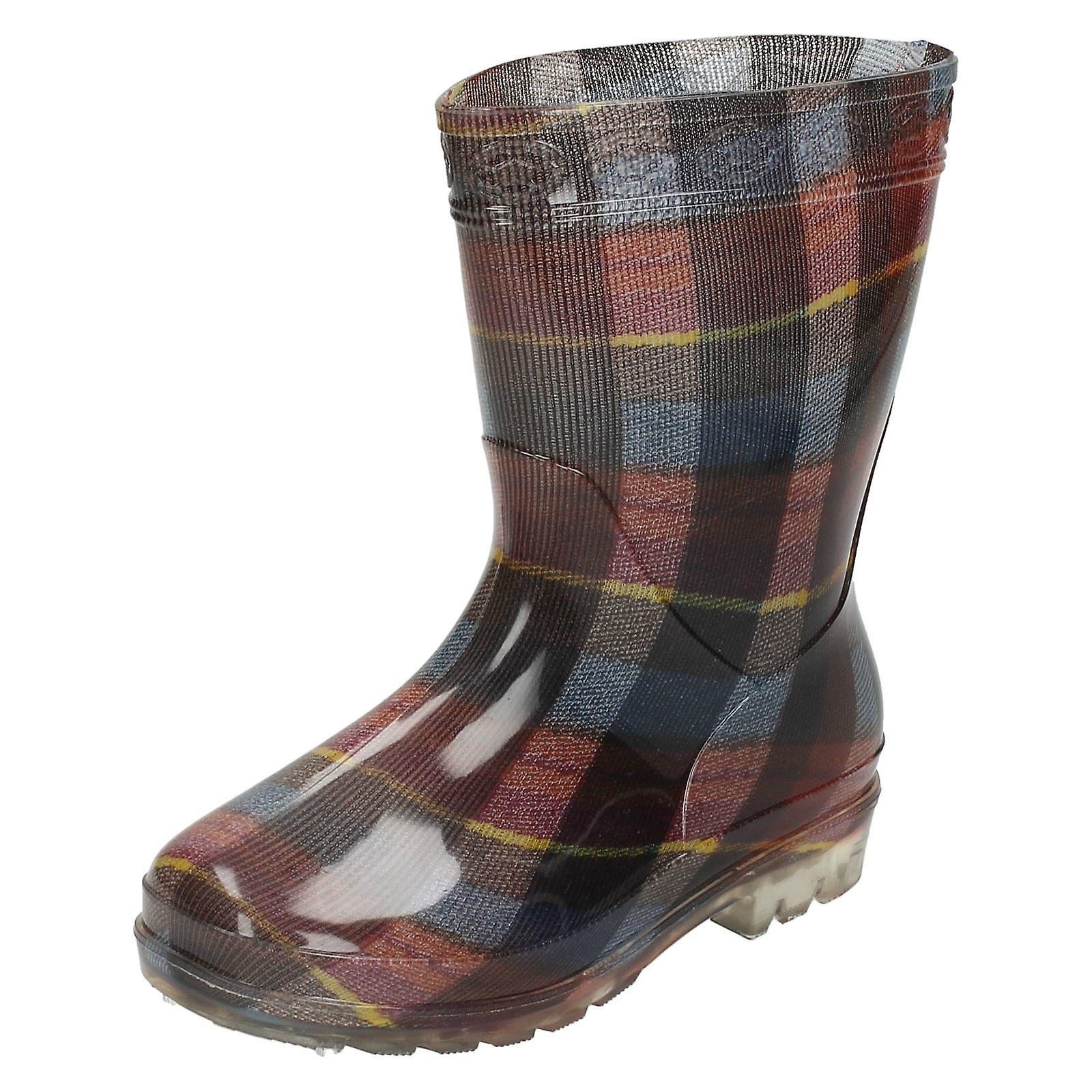 Childrens Spot On Wellington Boots Tartan (Multi) UK 3