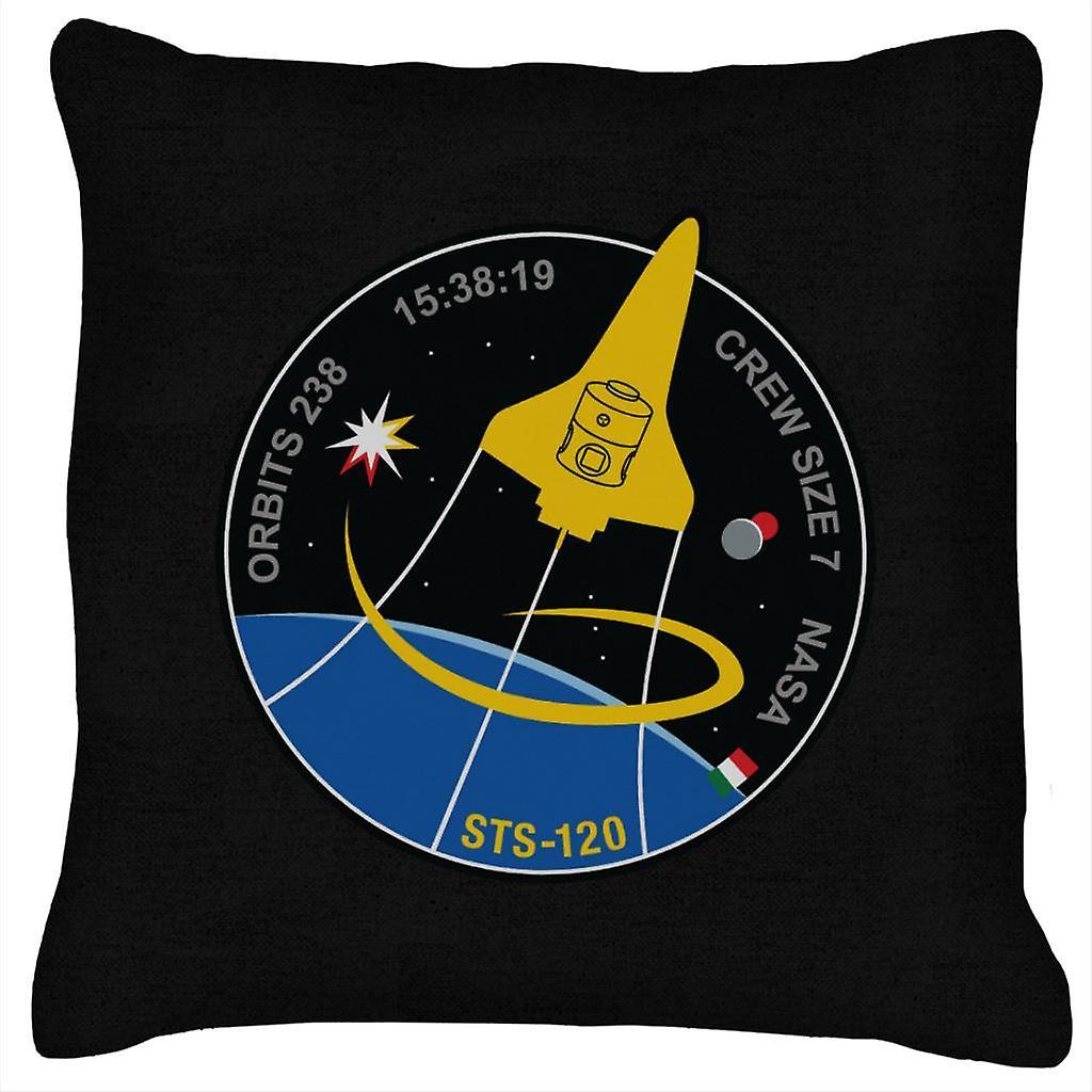 NASA STS 120 Shuttle Mission Imagery Patch Cushion Black 40 x 40cm