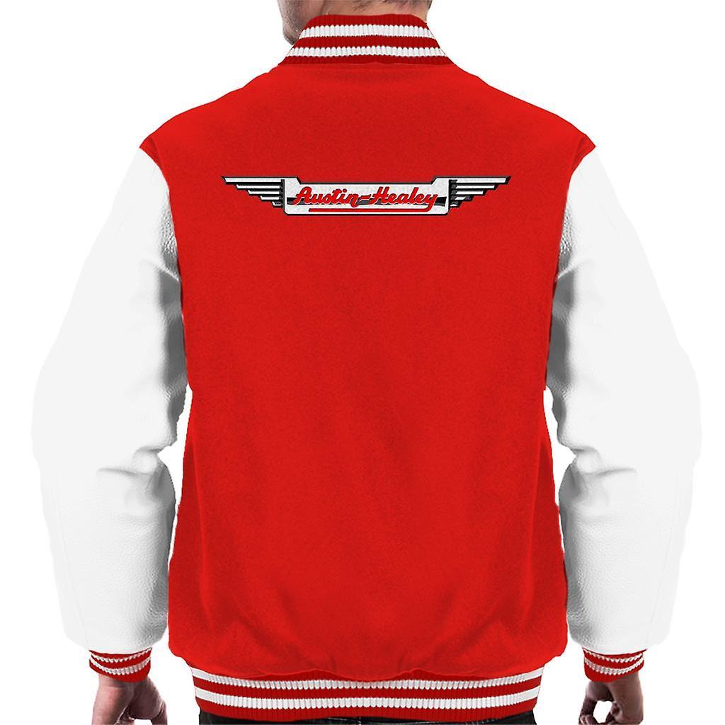 Austin Healey Logo British Motor Heritage Men's Varsity Jacket Red/White XX-Large