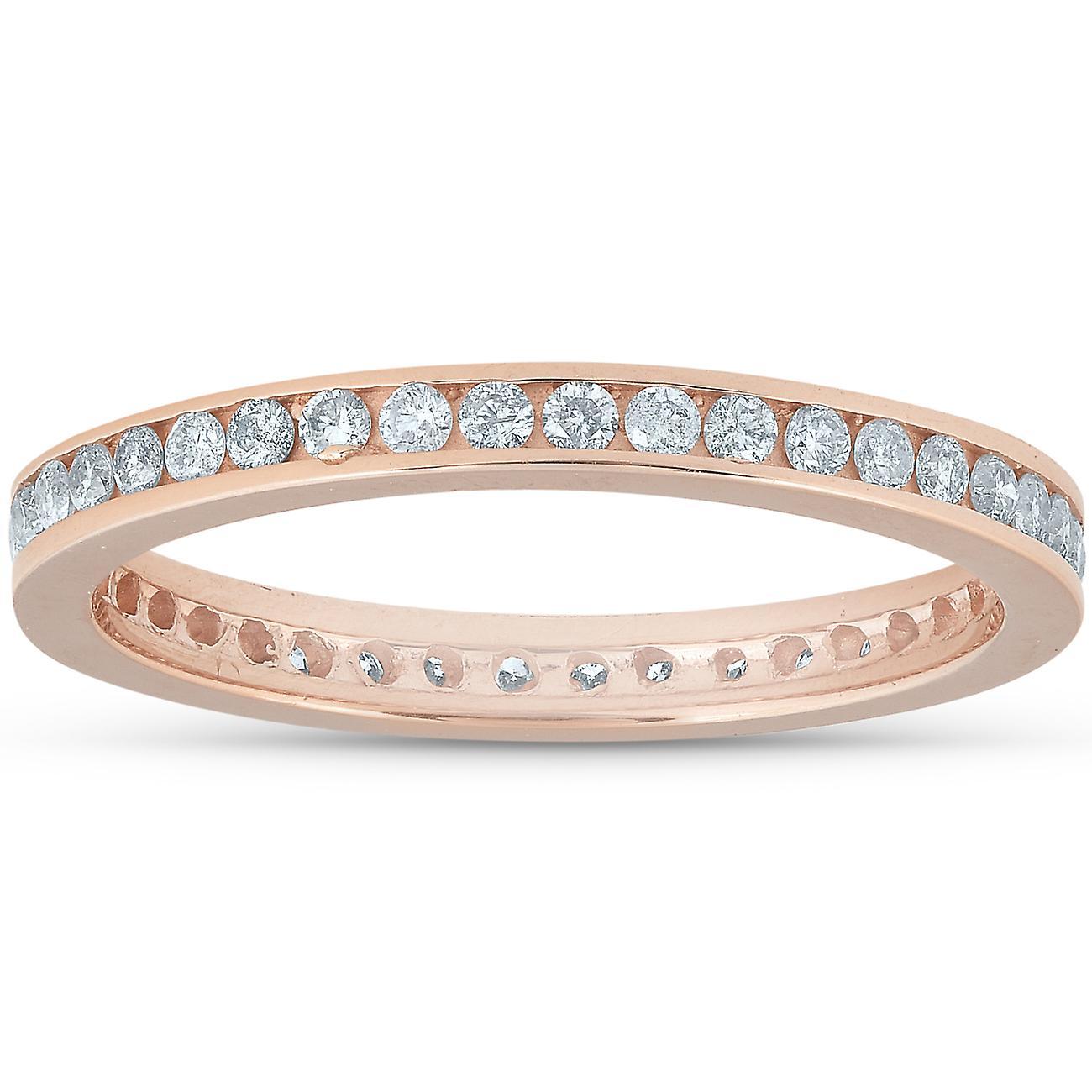 Pompeii3 1/2 Ct Diamond Eternity Ring 14k Rose Gold Channel Set Wedding Band 7