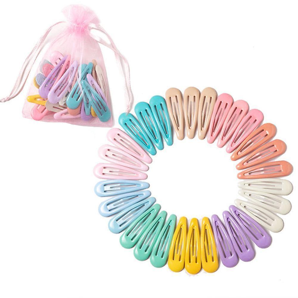 Slowmoose Snap Hair Clips Pins - Color Metal Barrettes, Styling Accessories Light Color(30Pcs)