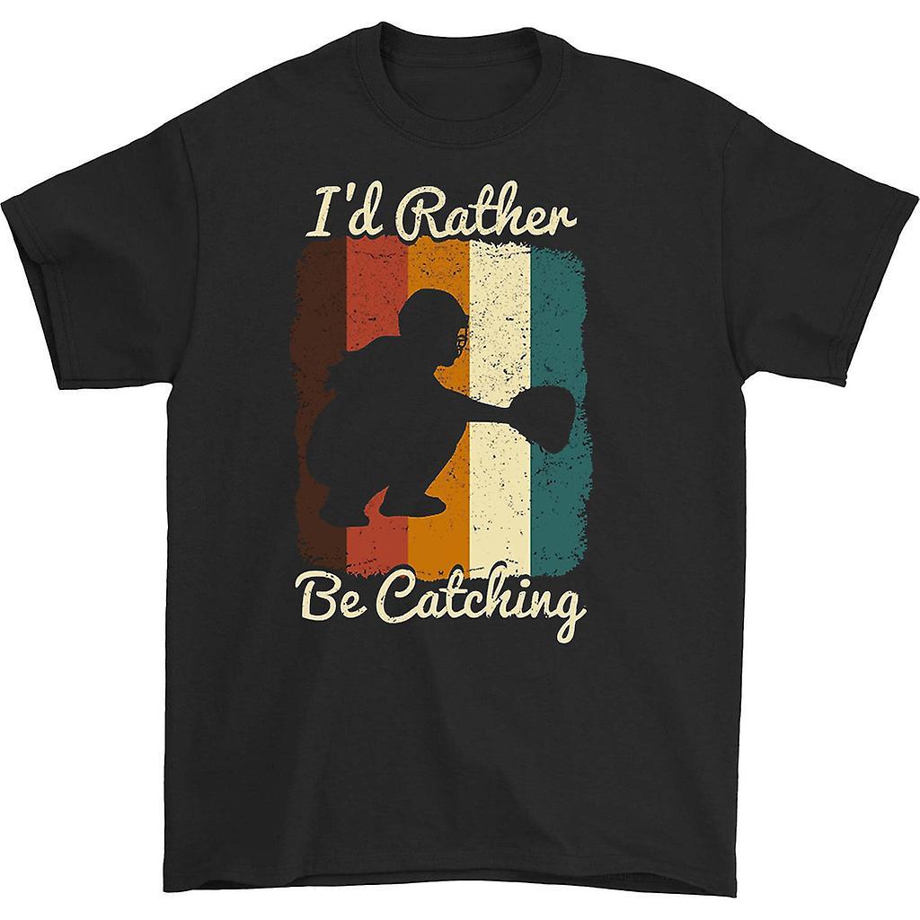 HISHARK I'd rather be catching softball catcher t-shirt black XXL