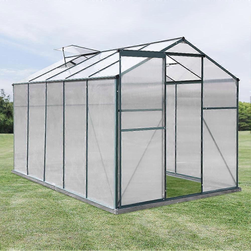 Living And Home 10ft x 6ft Walk-In Greenhouse Polycarbonate Aluminium Frame Without Base