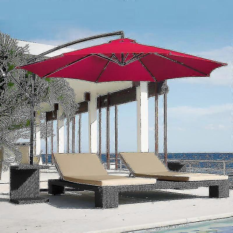 Unbrand 3m Round Garden Parasol Umbrella Outdoor Patio Sun Shade Canopy 3m 6/8x Arm red 2m 6bones