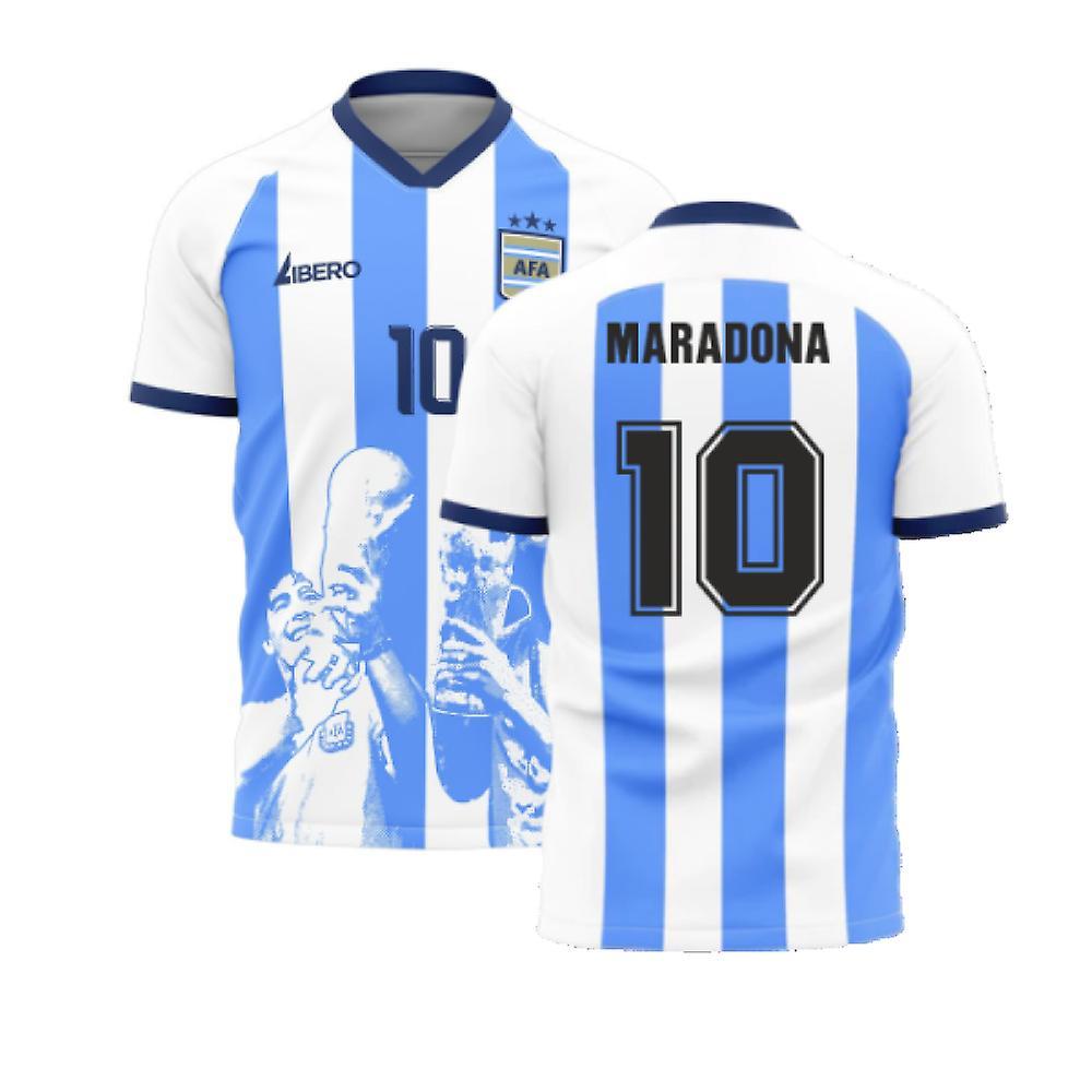 Libero Sportswear Messi X Maradona Argentina World Cup Tribute Shirt (MARADONA 10) White M