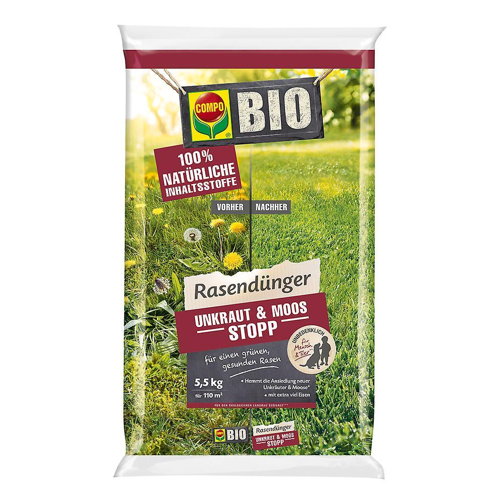 Compo GmbH COMPO BIO Lawn Fertilizer Weed & Moss Stop, 5.5 kg