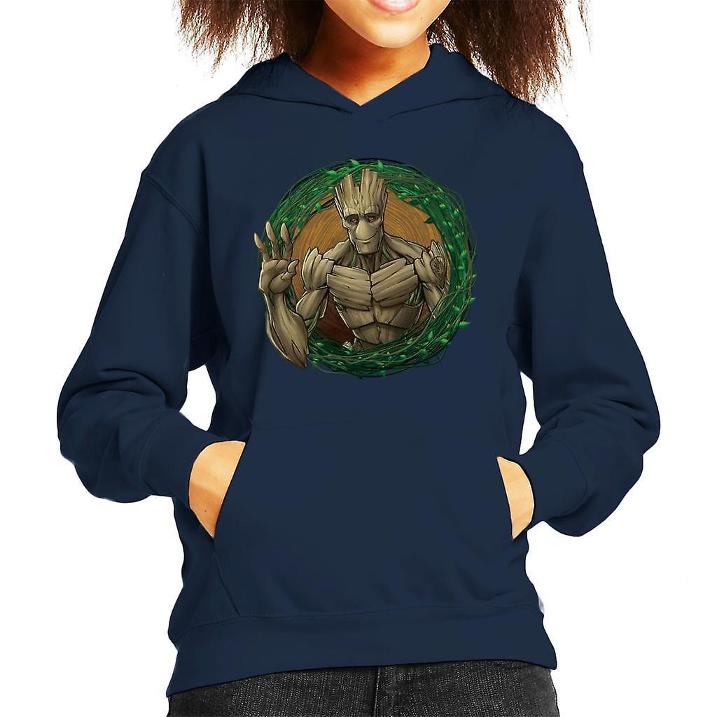 Marvel Guardians Of The Galaxy Groot Wave Kid's Hooded Sweatshirt Navy Blue Medium (7-8 yrs)