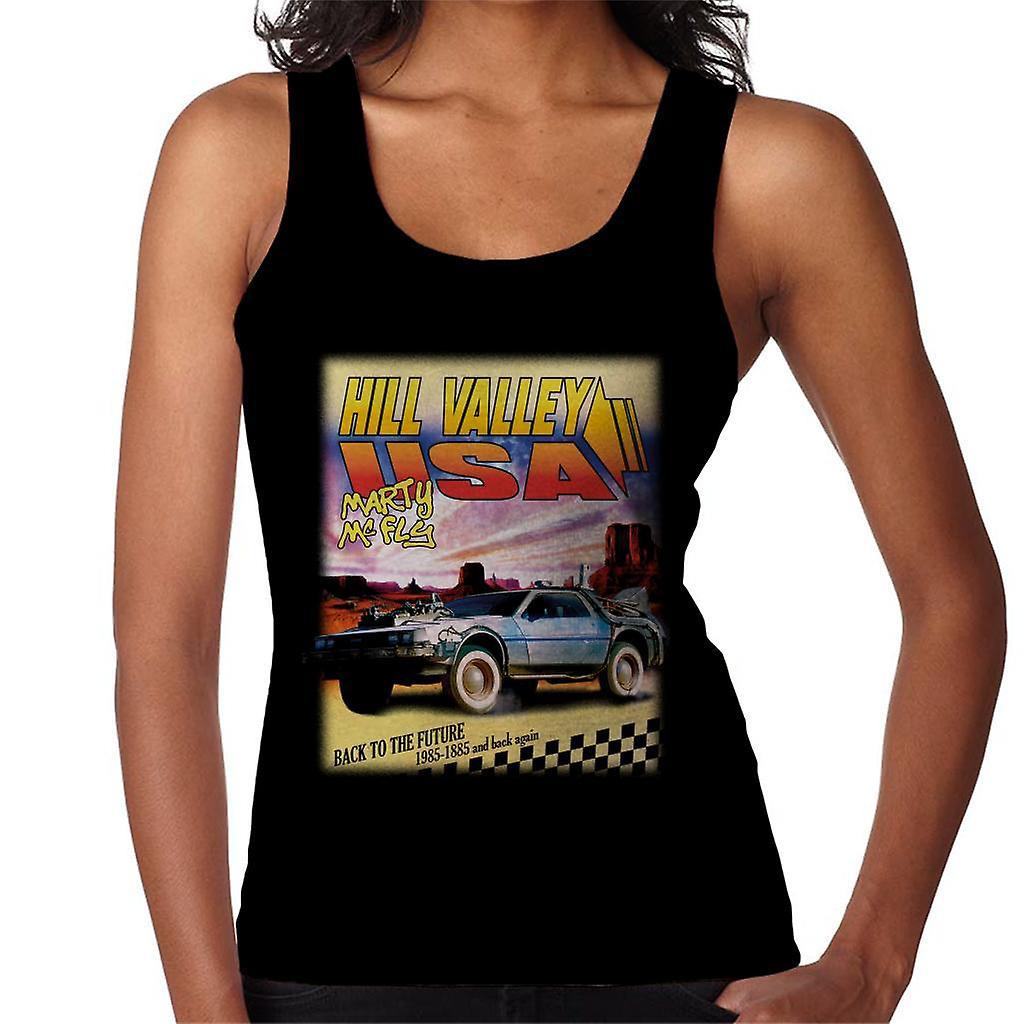 Back to the Future Delorean Hill Valley USA Marty Mcfly Women's Vest Black Large