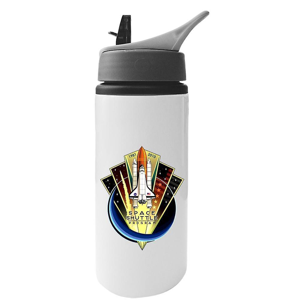 NASA Shuttle Program Commemorative Emblem Aluminium Water Bottle With Straw White 625ml