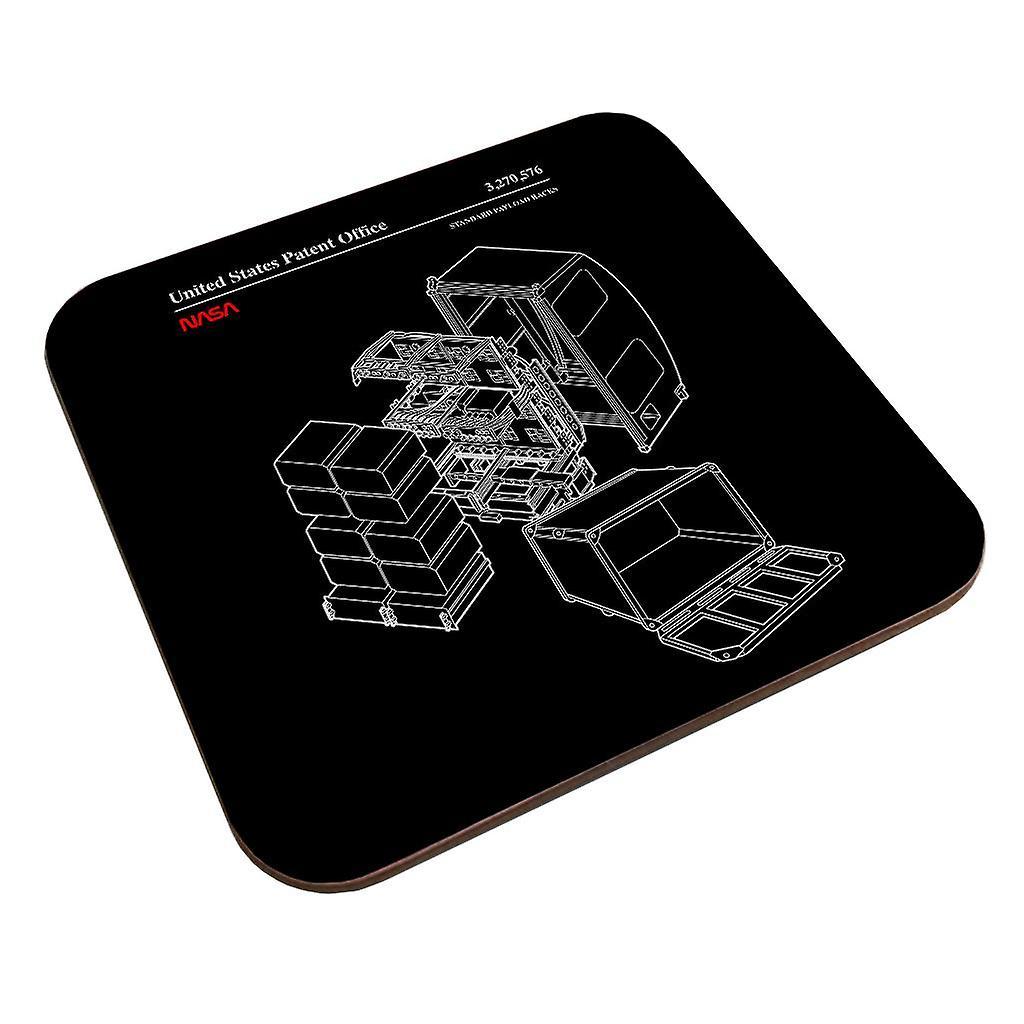 NASA Standard Payload Racks Blueprint Coaster Black 9 x 9 cm