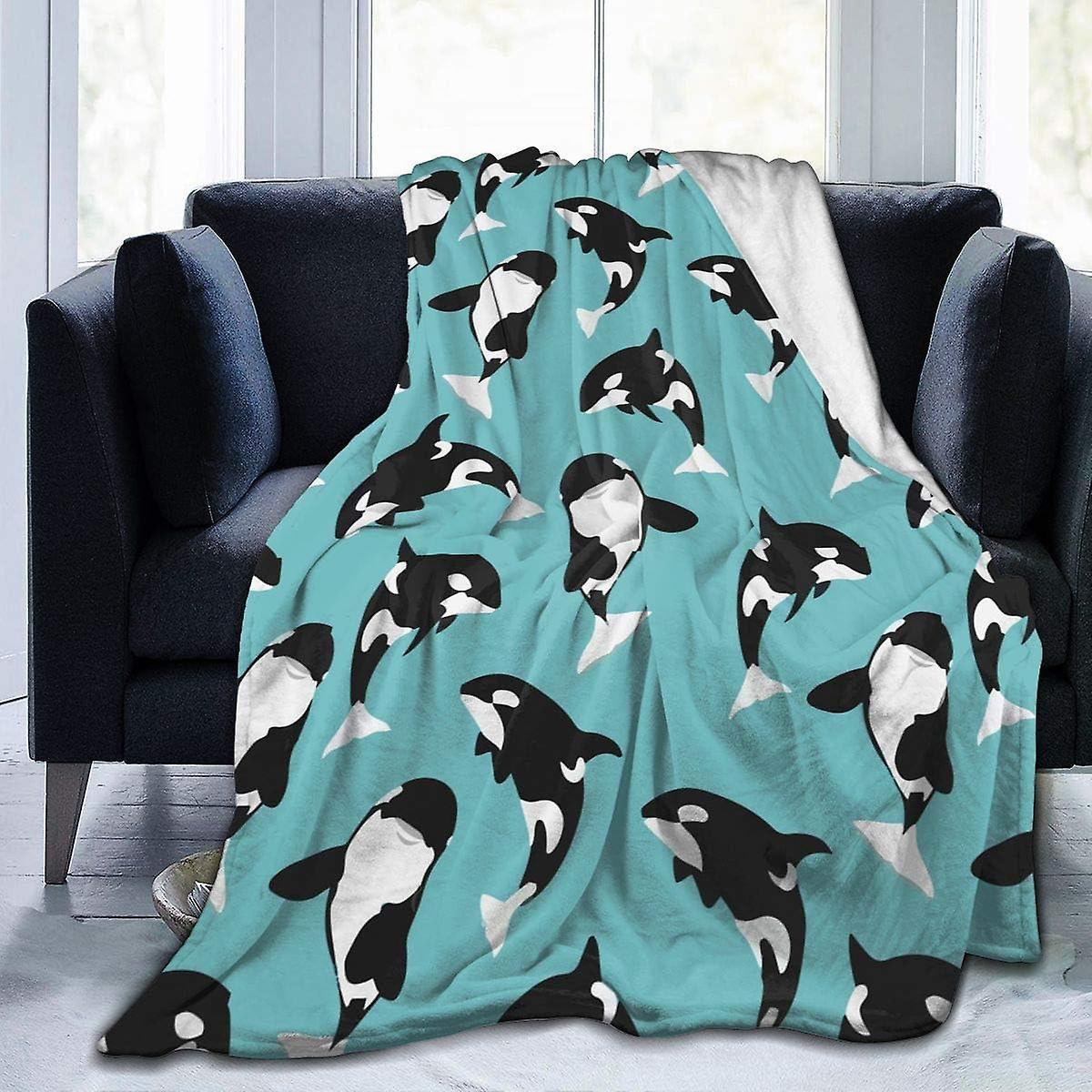 Kerota Killer Whale Orca Throw Blanket Flannel Fleece Blanket Ultra Soft Bed Blanket for Couch Sofa Travel Bedding Air Conditioning Blanket for Kid...