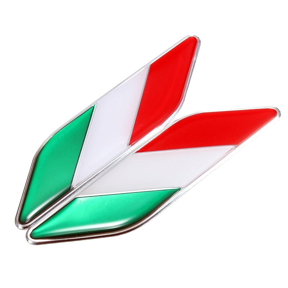 SIJIALI 2Pcs 3D Italian Flag Adhesive Car Sticker Badge Waterproof Emblem Styling Decor