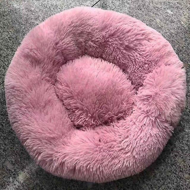 Slowmoose Luxury Soft Plush Round Shape Dog Sleeping Bed - Cat Puppy Sofa For Winter Light Purple XS Diameter 40cm