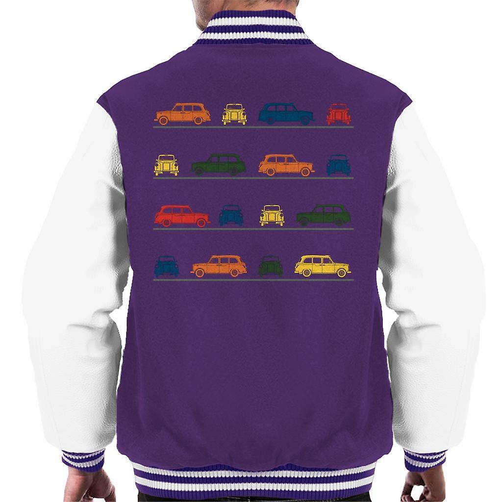 London Taxi Company TX4 Angled Colourful Montage Men's Varsity Jacket Purple/White Medium